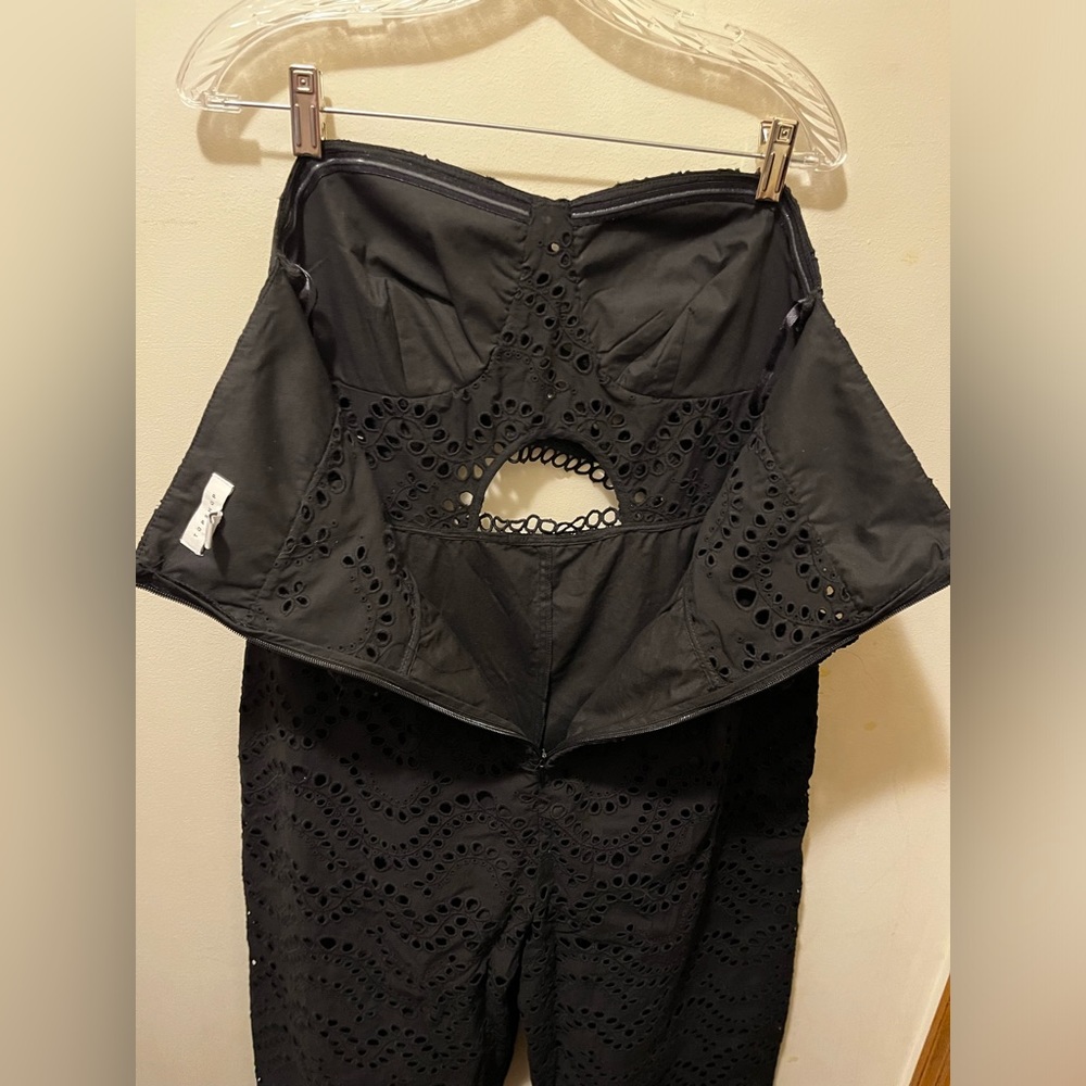 Topshop Black Broderie Anglaise Jumpsuit Sz 12 - Picture 8 of 10